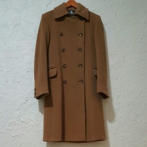 Calvin Klein wool blend  coat long 6 in tan